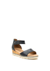 Caprice Nubuck Leather Low Wedge Sandals, Navy