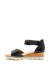 Caprice Nubuck Leather Low Wedge Sandals, Navy