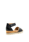 Caprice Nubuck Leather Low Wedge Sandals, Navy
