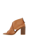 Carmela Leather Zip Back Block Heel Sandals, Camel