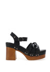 Carmela Leather Chain Block Heel Chunky Sandals, Black