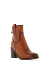 Carmela Leather Stich Detail Block Heel Boots, Tan