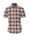 Casa Moda Check Short Sleeve Shirt, Orange & Navy