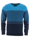 Casa Moda Long Sleeve Round Neck Block Colour Sweater, Blue