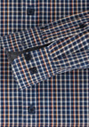 Casa Moda Long Sleeve Chequered Print Shirt, Navy & Orange Multi