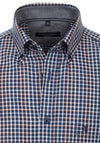 Casa Moda Long Sleeve Chequered Print Shirt, Navy & Orange Multi