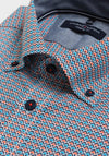 Casa Moda Pattern Long Sleeve Shirt, Orange Multi