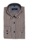 Casa Moda Stripe Long Sleeve Shirt, Charcoal & Orange