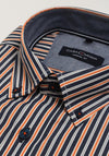 Casa Moda Stripe Long Sleeve Shirt, Charcoal & Orange