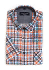 Casa Moda Checked Short Sleeve Shirt, Orange Multi