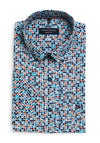 Casa Moda Square Pattern Short Sleeve Shirt, Orange Multi