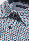 Casa Moda Circle Pattern Short Sleeve Shirt, Orange Multi