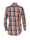Casa Moda Long Sleeve Gingham Square Print Shirt, Blue & Orange Multi
