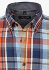 Casa Moda Long Sleeve Gingham Square Print Shirt, Blue & Orange Multi
