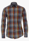 Casa Moda Long Sleeve Small Check Print Shirt, Orange Multi