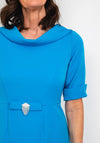 Cassandra Diamante Bow Midi Pencil Dress, Turquoise Blue