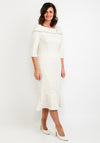 Cassandra Metallic Jacquard Fishtail Midi Dress, Cream