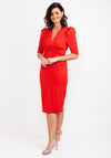 Casting Ruched Waist Midi Dress, Red