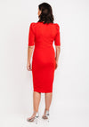 Casting Ruched Waist Midi Dress, Red