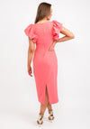 Casting Gathered Shoulder Midi Dress, Coral