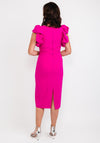 Casting Gathered Shoulder Midi Dress, Fuchsia