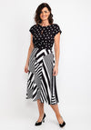 Casting Polka Dot & Line Print Dress, Black & White