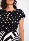 Casting Polka Dot & Line Print Dress, Black & White