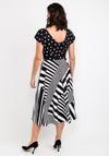 Casting Polka Dot & Line Print Dress, Black & White