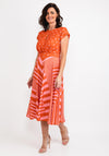 Casting Polka Dot & Line Print Dress, Orange & Pink