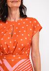 Casting Polka Dot & Line Print Dress, Orange & Pink