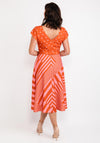 Casting Polka Dot & Line Print Dress, Orange & Pink
