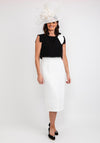 Casting Overlay Bodice Midi Dress, Black & White