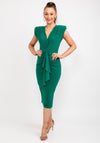 Casting Ruched Drape Midi Dress, Green