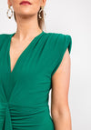 Casting Ruched Drape Midi Dress, Green