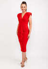 Casting Ruched Drape Midi Dress, Red