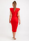 Casting Ruched Drape Midi Dress, Red