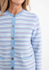 Castle of Ireland Ribbed Stripe Cardigan, Blue & Lilac