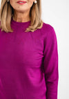 Castle of Ireland Rhinestone Swirl Neck Sweater, Raspberry