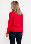 Castle of Ireland Rhinestone Swirl Neck Sweater, Rose Red