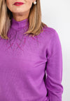 Castle of Ireland Rhinestone High Neck Sweater, Purple