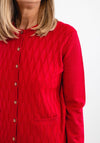 Castle of Ireland Embossed Pattern Fine Cardigan, Rose Red
