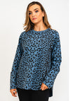 The Casual Company Vicki Leopard Print Sweater Blue Multi