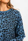 The Casual Company Vicki Leopard Print Sweater Blue Multi