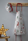 Catherine Lansfield Kids Christmas Gnomes Apron and Chef’s Hat, Grey