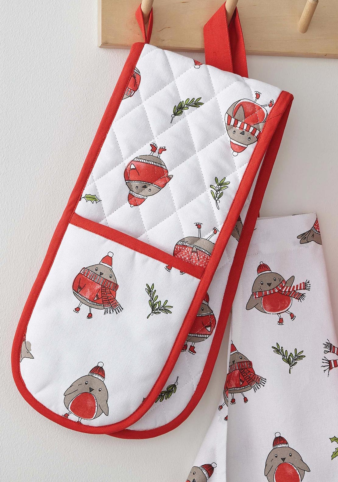 Catherine Lansfield Robins Double Oven Glove, White