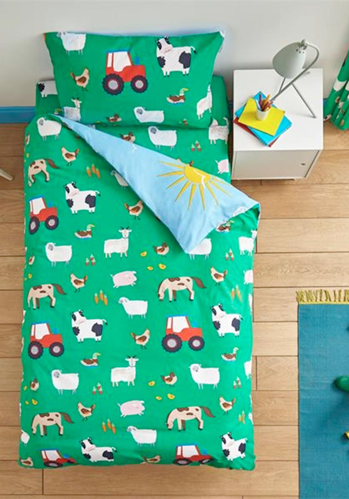 Catherine Lansfield Farmyard Animals Kids Duvet Set, Green