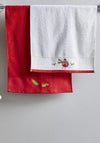 Catherine Lansfield Pair of Robins and Holly Guest Towels, White and Red