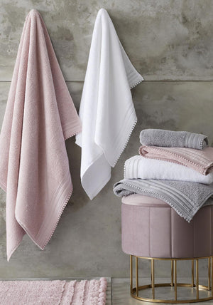 Catherine Lansfield Zero Twist Pom-Pom Hand Towel, Silver