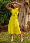 Cayro Drape Waist A-Line Midi Dress, Lime