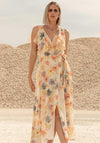Cayro Floral Sleeveless Wrap Maxi Dress, Yellow Multi